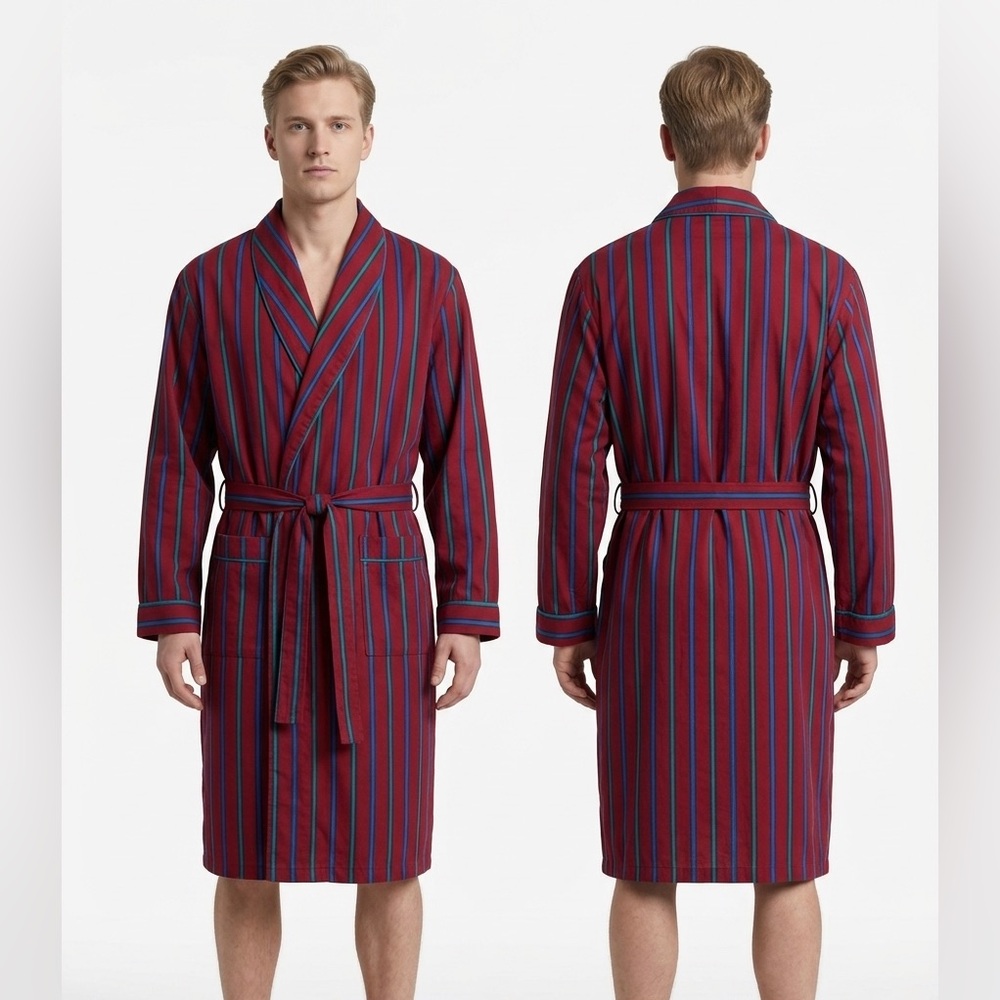 Vintage Lloyd Attree & Smith London Striped Cotton Robe Unisex Size L